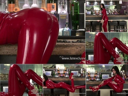 Latexclusive.com - SITERIP Lilly – Red Latex Sleeved Catsuit image