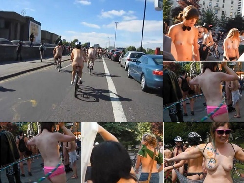 Flashing NakedPizzaDelivery naked bike ride 720p image