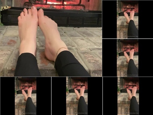 Toe Licking freckled feet 30-12-2020 Feet snowmen socks in front of the fire  I m image