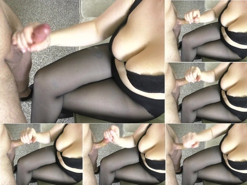 TitJob Teen Girlfriend with Big Tits Handjob on her Pantyhose – Cum Shot Alina Rose 1080p image