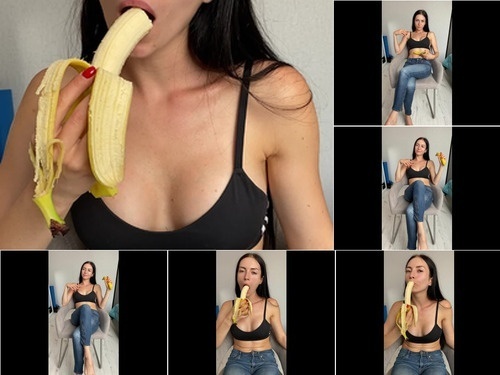 Giantess Teasing in jeanseating and sucking banana  id 2982057 image