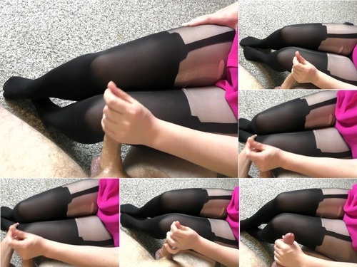 Hosiery Teen Step Sister Handjob on her Pantyhose – Femdom Handjob Alina Rose 1080p image