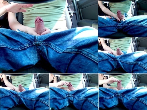 Fishnet Public Blowjob In Car And Handjob Ruined Orgasm – Post Orgasm Torture – 1080p image
