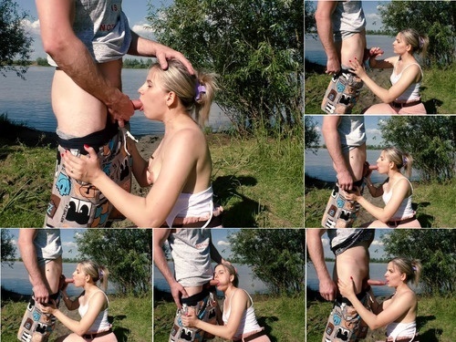 Maid Sloppy Outdoor Blowjob – Oral Creampie Near The Lake – 1080p image