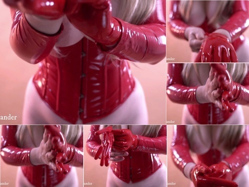 Arya Grander Short Red Latex Rubber Gloves Fetish  Full HD Romantic Slow Video Of Kinky Dreams  Topless Girl  – 2160p image