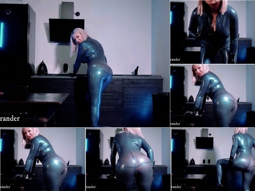 transsexual Hot Blonde With Curvy Body Wearing Latex Rubber Catsuit At Home And Teasing You – 1080p image