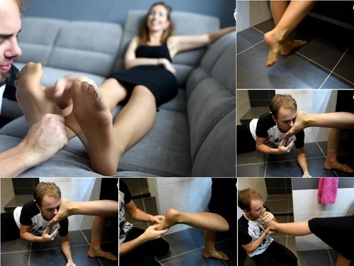 Barefoot Addicted To Her Nyloned Feet  Pantyhose  Foot Worship  Sexy Feet  Nylon  – 720p image
