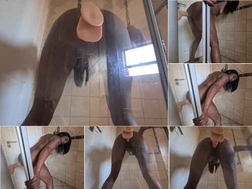 Piss Drinking Dildo Fucking My Dark Desi Pussy Against The Shower Door – 1080p image