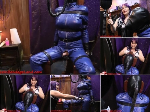 Dungeon Leather Catsuit Gasmask Part 2 CBT Orgasm image