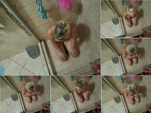 Piss Drinking Blonde Getting A Golden Shower In The Shower Face Ps Watersports – 1080p image