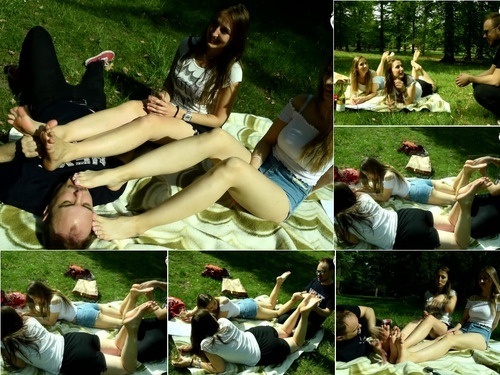 Czech Soles Two Barefoot Girls In Park Having Their Feet Worshiped By A Stranger  Foot Worship  Public Feet  – 1080p image