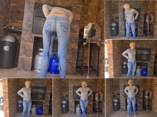Piss Drinking Blonde Desperate Jean Psing Pants Wetting – 1080p image