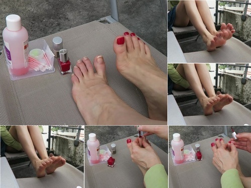 Asshole Fisting Foot Fetish Painting My Toenails Red image