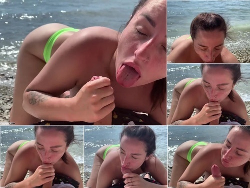 Pantyhose Babe Sucking Dick On Beach And Cum In Mouth – 1080p image