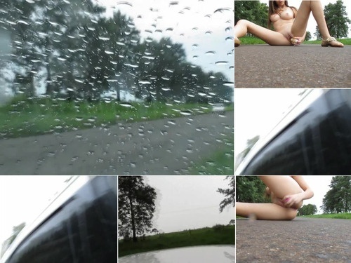 MisssWeetTeen Masturbation On The Road With Rain image