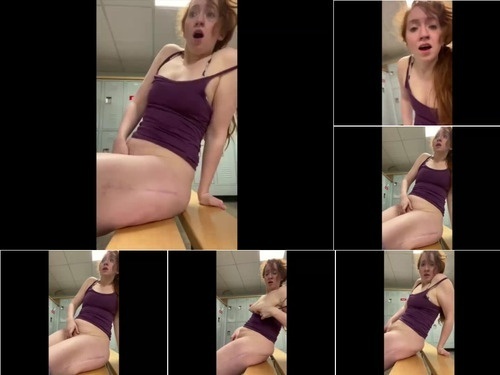 Blowjob Hardcore Redhead cums in the gym in the locker room image