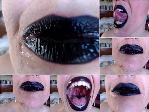 Chewing Messy Mouth With Black Lipstick JOI image