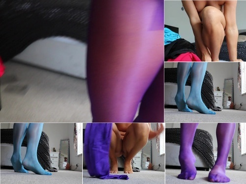 Hosiery Trying On 4 Different Colours Of Nylons image