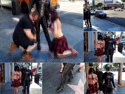 Goddess Lilith Walking My Puppy Subs Down The La Strip image
