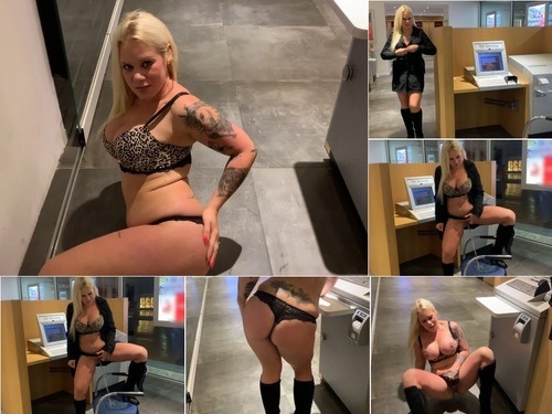 Scat Devil Sophie Extremely perverted pissing in the middle of the bank branch image