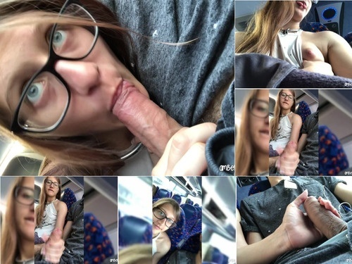 Amber Sonata Real Public Bus Girl Swallows My Cum image