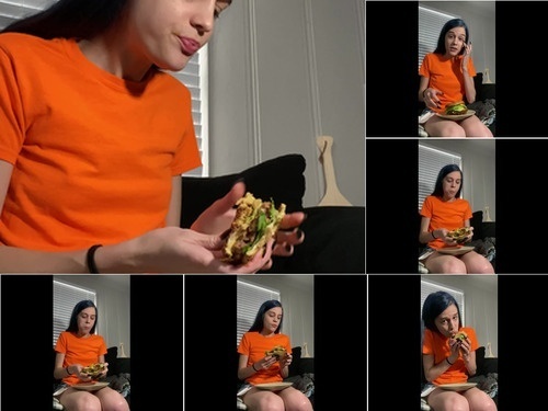 Dyed Hair Messy Burger Eating – Eating Fetish image