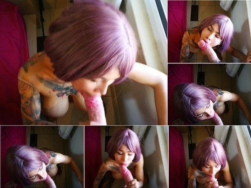 Purple Hair surprise gag cim and facial image