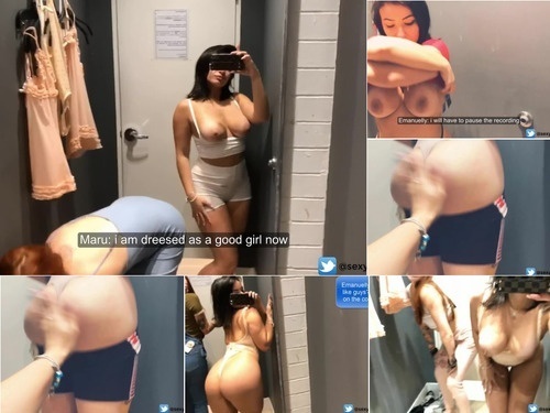 Emanuelly Raquel Emanuelly Raquel PH TRYING CLOTHES WITH SEXY FRIEND IN A DRESSING ROOM Amigas No Provador – 1080p image