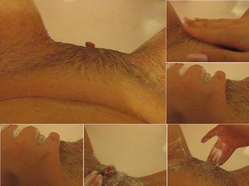 Shaving Washing My Big Clit Hairy Pussy image