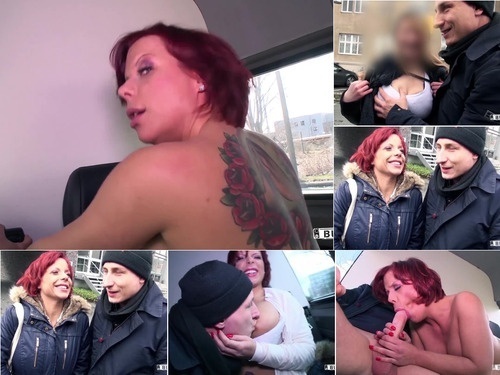 Trafic Sex BumsBus This Tattooed German Redhead Is Down For A Blowjob And A Titjob In The Car image