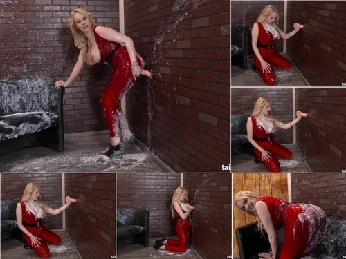 Cum on jugs SlimeWave 16 06 13 Lady In Red Covered In Cum image