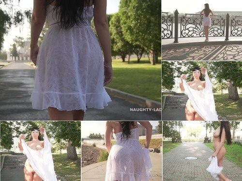 Flashing Outdoor Naughty-Lada White transparent dress  Naughty Lada image