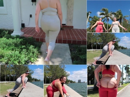 Gorgeous 2 Curvy Girls Workout In Public Flash image