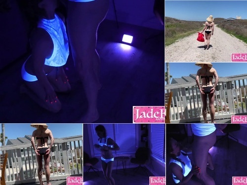 JadeKink.com - SITERIP Perving at the pool leads to blacklight blowjob image
