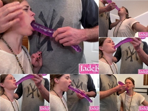 Psychological Throat ruined by rough play with giant purple dick image