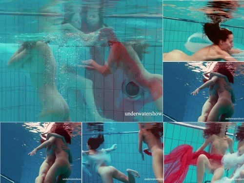 Underwater Two hotties naked in the pool image